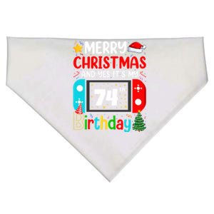 Video Game Lover Merry Christmas Yes ItS My 74th Birthday Gift USA-Made Doggie Bandana