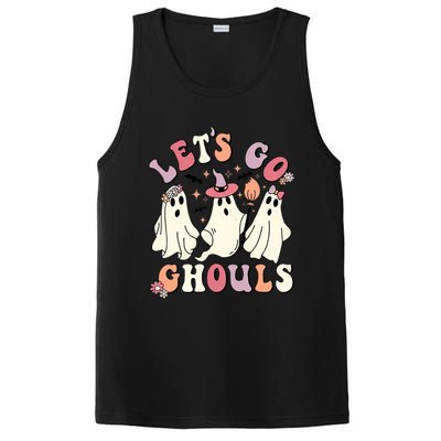 Vintage Groovy Lets Go Ghouls Halloween Ghost Outfit Great Gift PosiCharge Competitor Tank