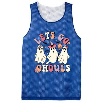 Vintage Groovy Lets Go Ghouls Halloween Ghost Outfit Great Gift Mesh Reversible Basketball Jersey Tank