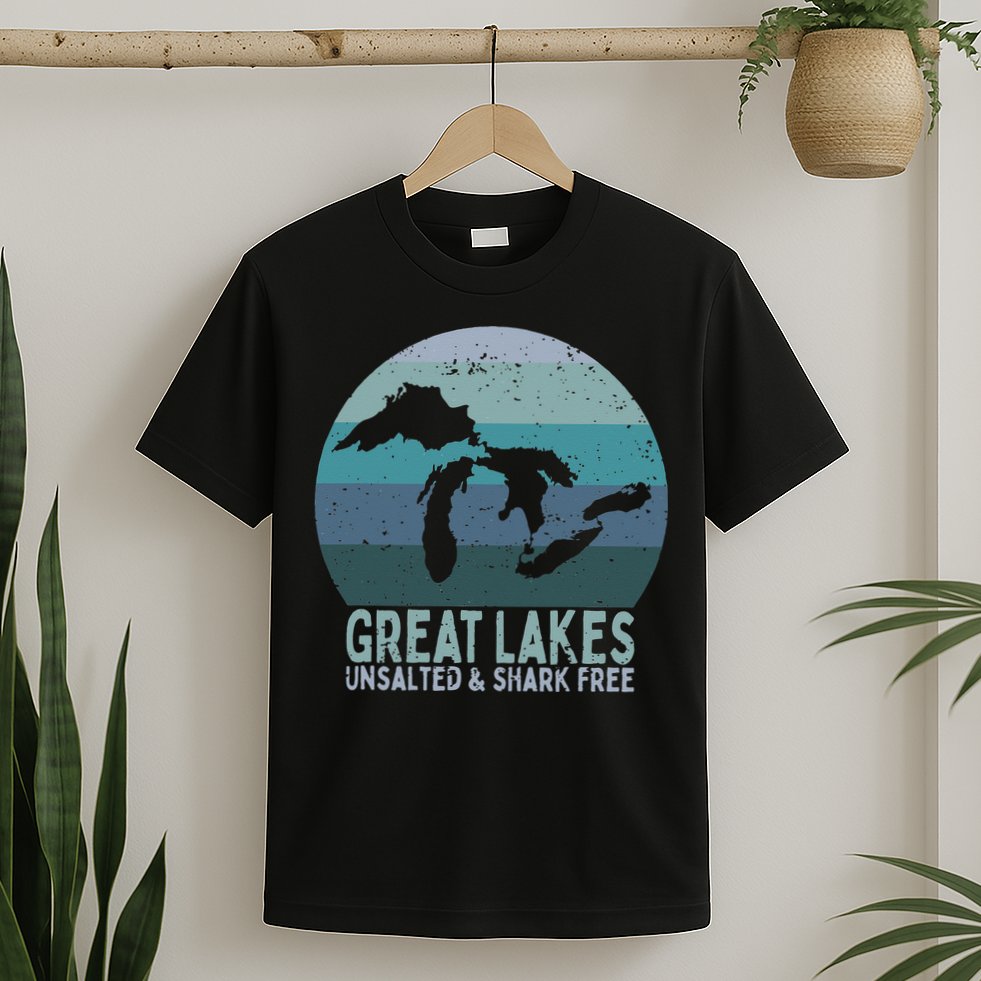 Vintage Great Lakes Unsalted and Shark Free Lake Life T-Shirt