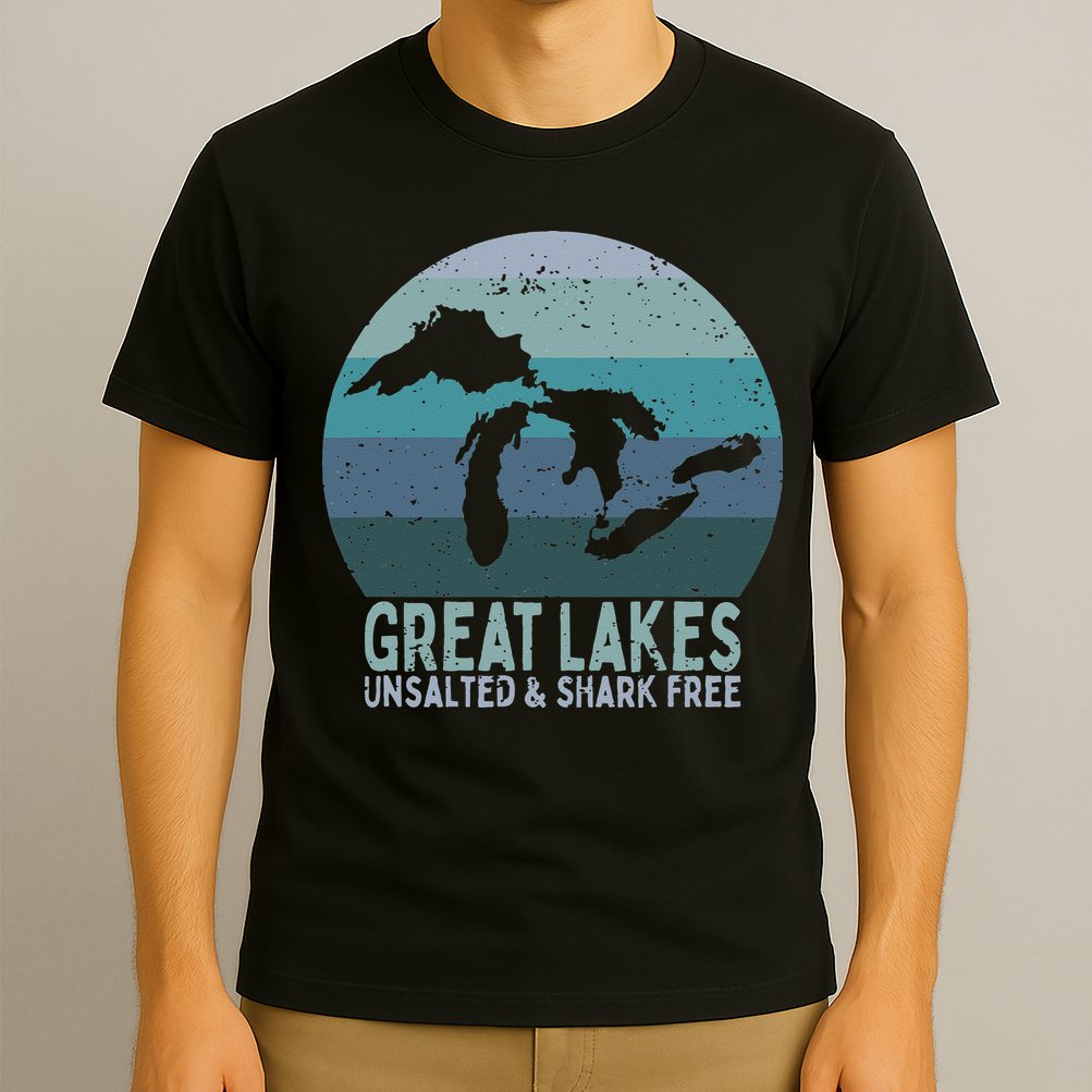 Vintage Great Lakes Unsalted and Shark Free Lake Life T-Shirt