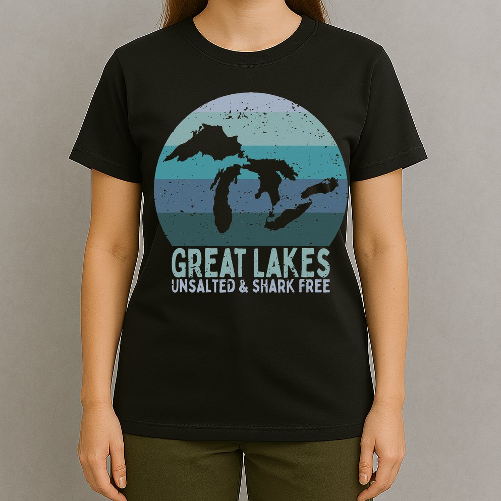 Vintage Great Lakes Unsalted and Shark Free Lake Life T-Shirt