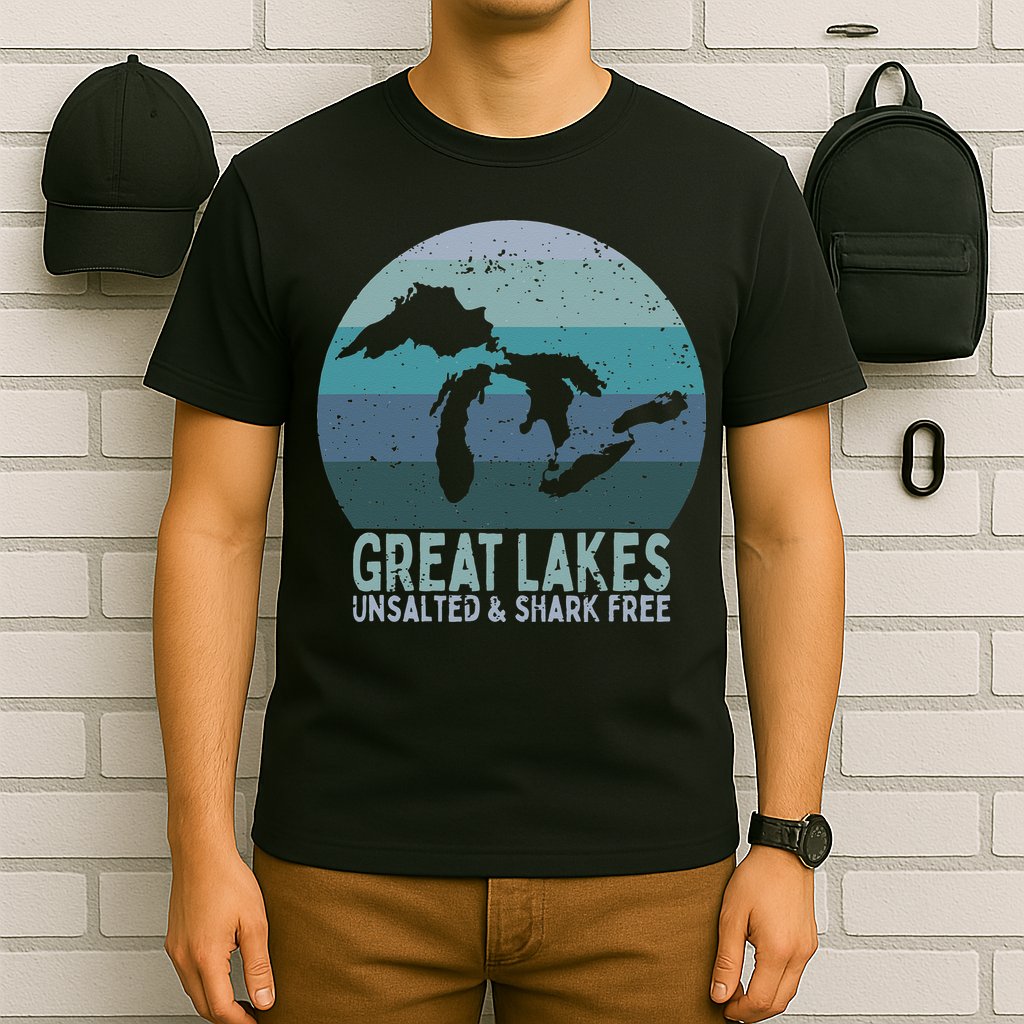 Vintage Great Lakes Unsalted and Shark Free Lake Life T-Shirt