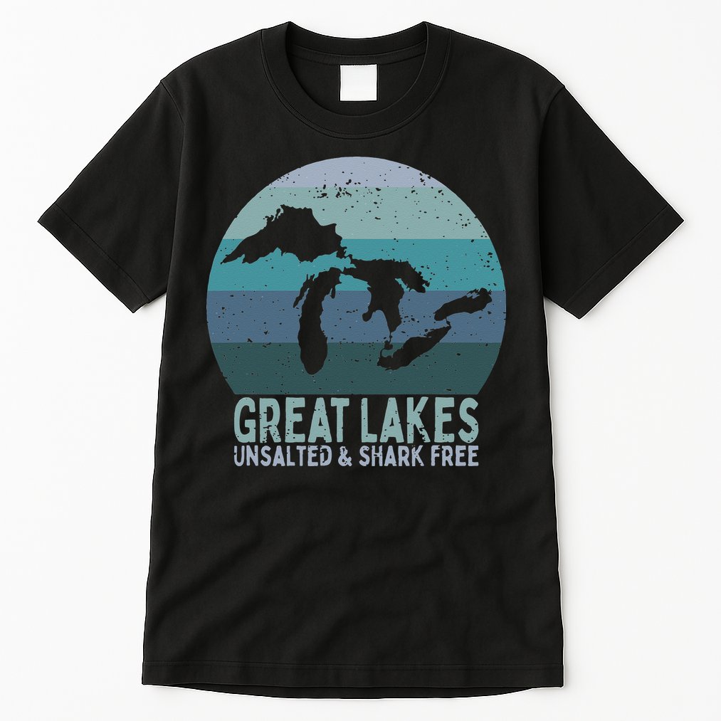 Vintage Great Lakes Unsalted and Shark Free Lake Life Tall T-Shirt