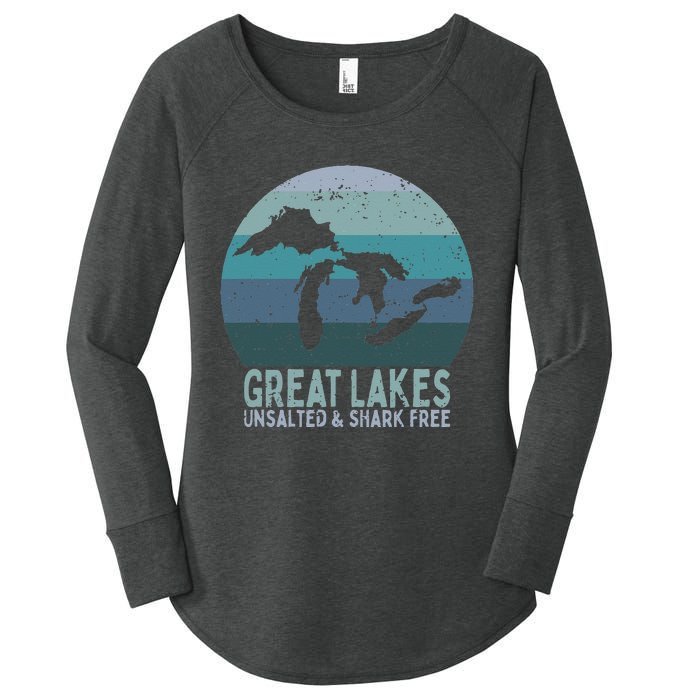 Vintage Great Lakes Unsalted and Shark Free Lake Life Women's Perfect Tri Tunic Long Sleeve Shirt