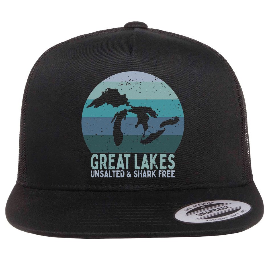 Vintage Great Lakes Unsalted and Shark Free Lake Life Flat Bill Trucker Hat