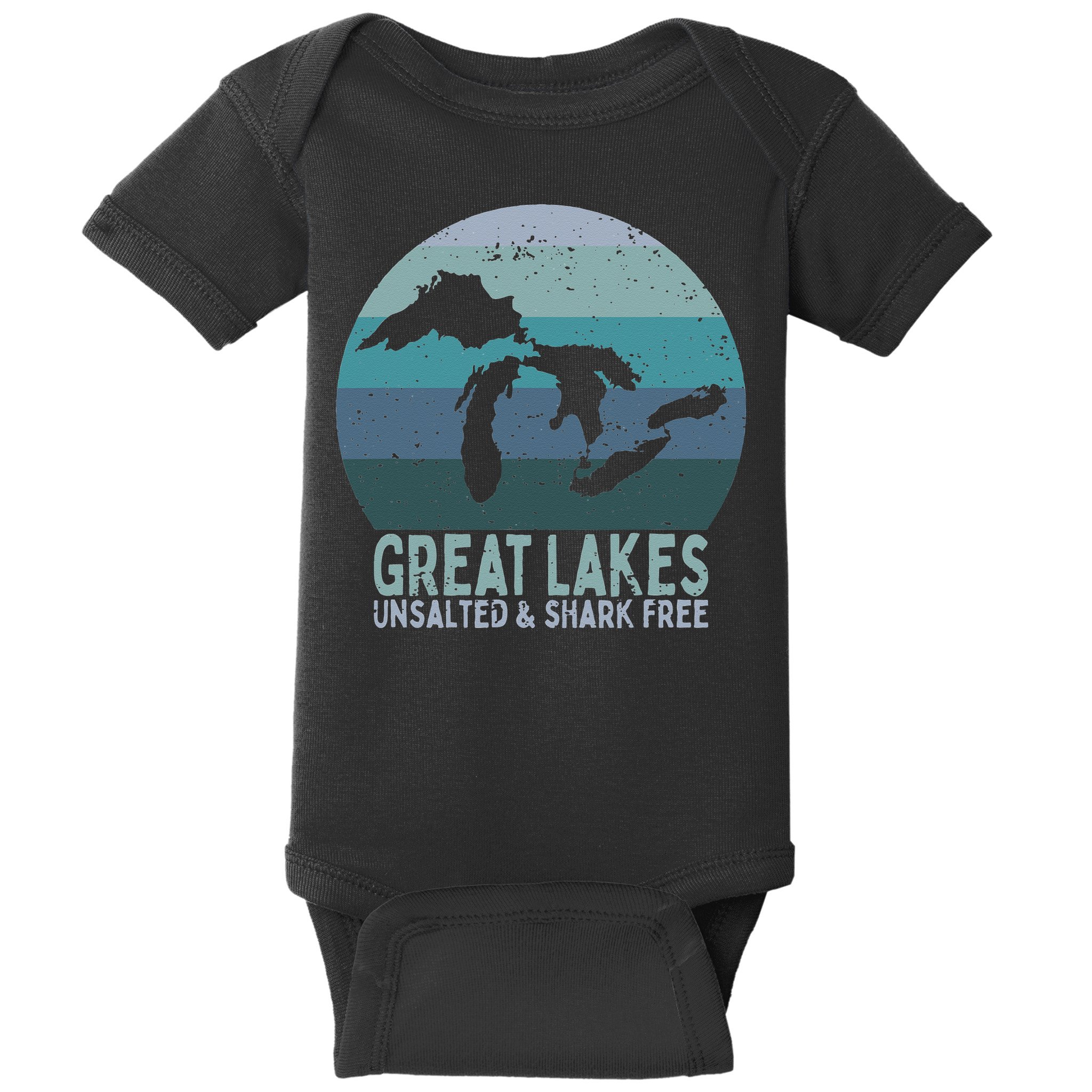 Vintage Great Lakes Unsalted and Shark Free Lake Life Baby Bodysuit