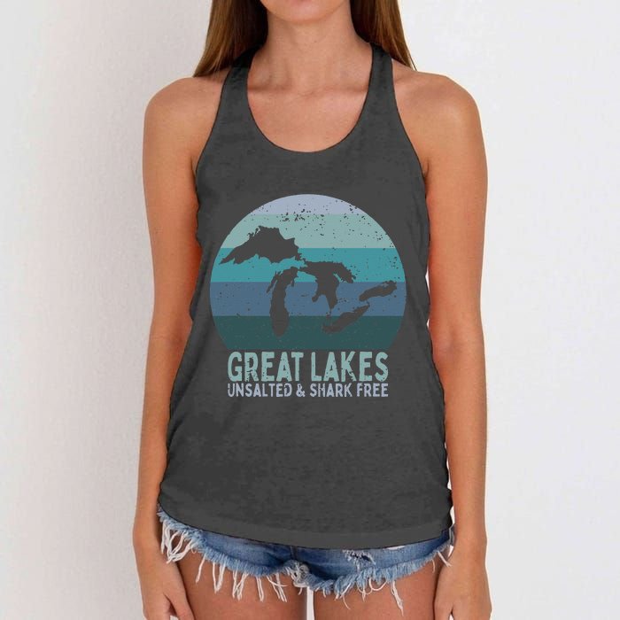 Vintage Great Lakes Unsalted and Shark Free Lake Life Women's Knotted Racerback Tank