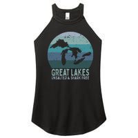 Vintage Great Lakes Unsalted and Shark Free Lake Life Women's Perfect Tri Rocker Tank