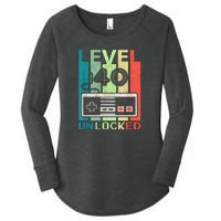 Video Gamer Level 40 Unlocked Shirt 40th Birthday Gifts Women's Perfect Tri Tunic Long Sleeve Shirt