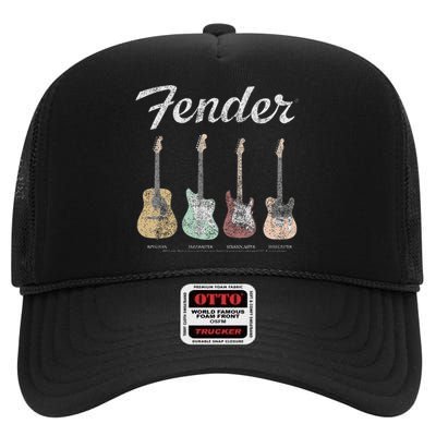 Vintage Guitar Lineup High Crown Mesh Back Trucker Hat