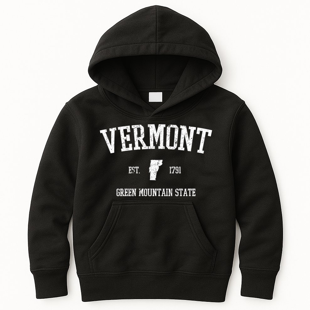 Vermont Green Mountain State Est 1791 Kids Hoodie