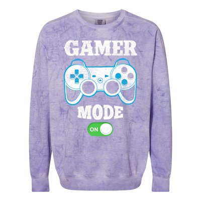 Vintage Gamer Mode On Video Gaming Controller Game Players Gift Colorblast Crewneck Sweatshirt