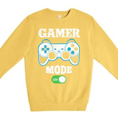 Vintage Gamer Mode On Video Gaming Controller Game Players Gift Premium Crewneck Sweatshirt