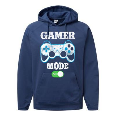 Vintage Gamer Mode On Video Gaming Controller Game Players Gift Performance Fleece Hoodie