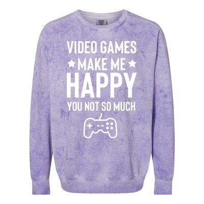 Video Games Make Me Happy Colorblast Crewneck Sweatshirt