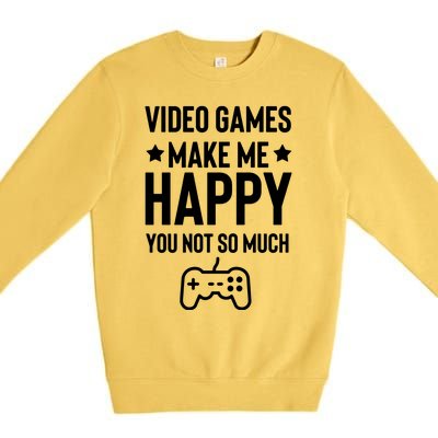 Video Games Make Me Happy Premium Crewneck Sweatshirt