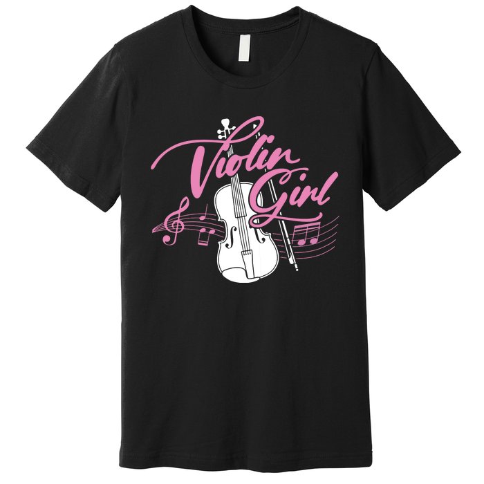 Violin Girl Music Lover Violinist String Musician Premium T-Shirt