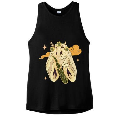 Vintage Goth Moth Insect Faecore Cottagecore Fairy Core Ladies PosiCharge Tri-Blend Wicking Tank
