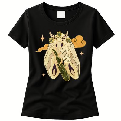 Vintage Goth Moth Insect Faecore Cottagecore Fairy Core Womens T-Shirt