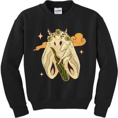 Vintage Goth Moth Insect Faecore Cottagecore Fairy Core Kids Sweatshirt