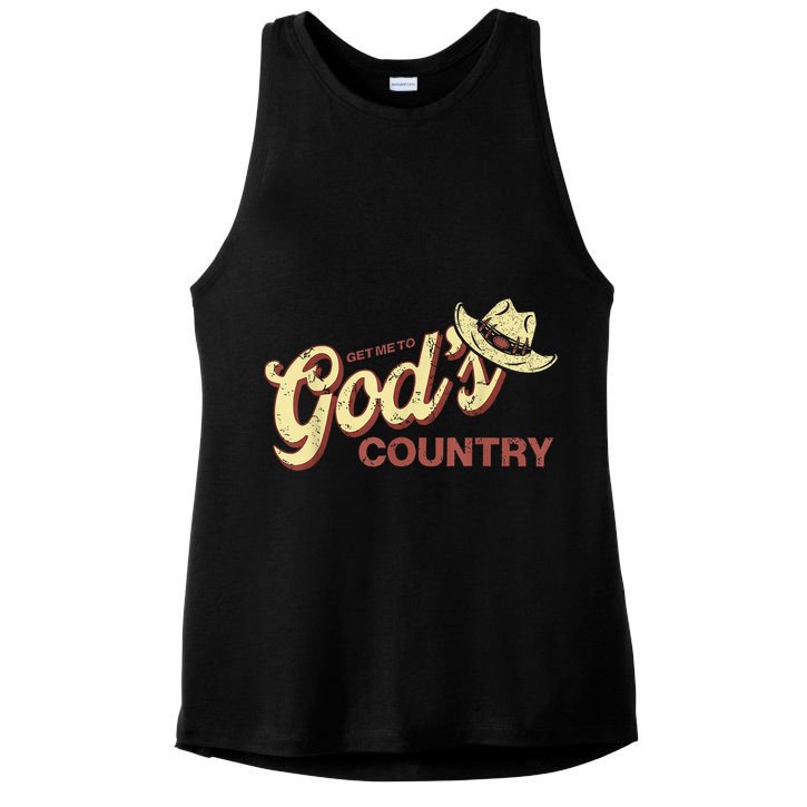 Vintage Get Me To God’s Country Funny Country Hat  Ladies PosiCharge Tri-Blend Wicking Tank