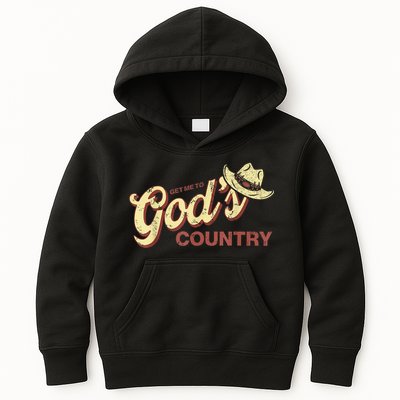 Vintage Get Me To God’s Country Funny Country Hat  Kids Hoodie