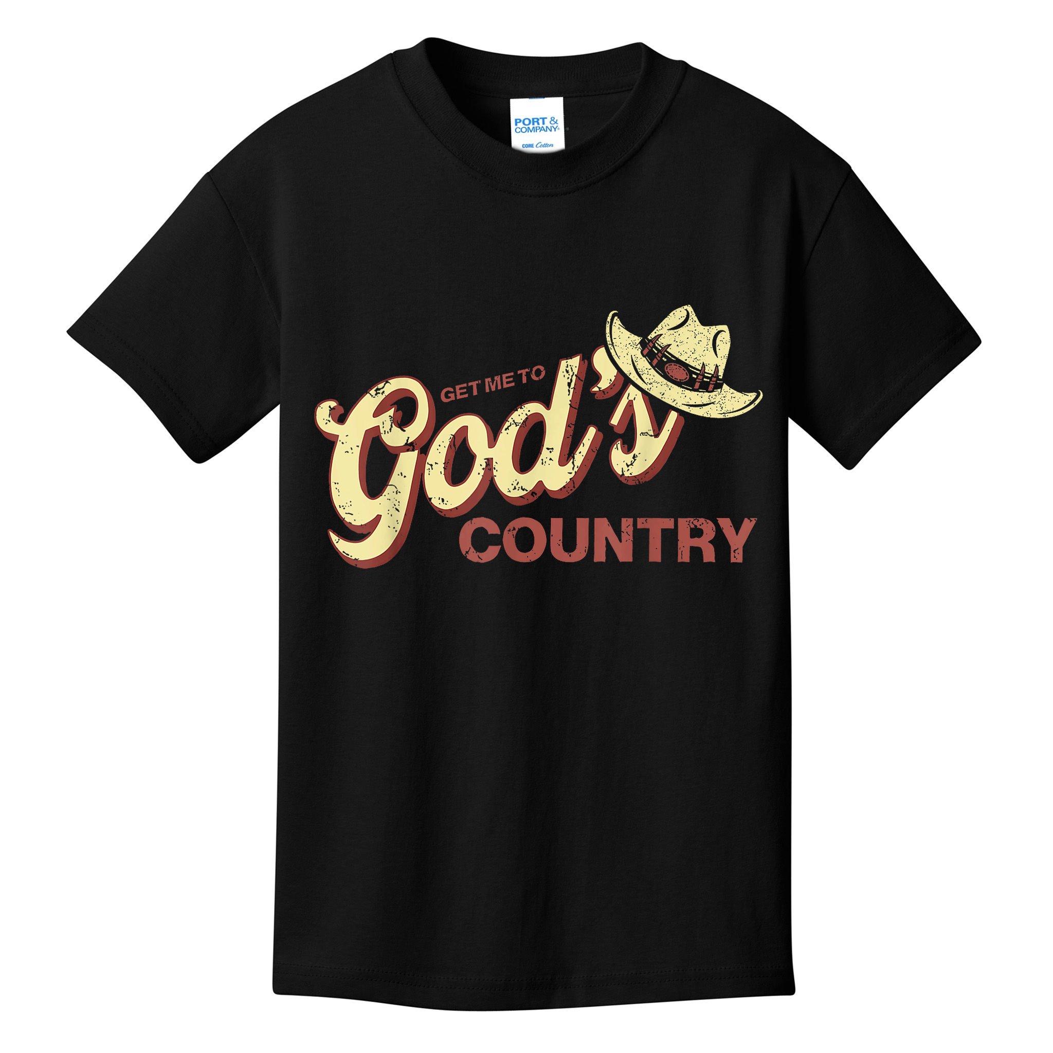 Vintage Get Me To God’s Country Funny Country Hat  Kids T-Shirt
