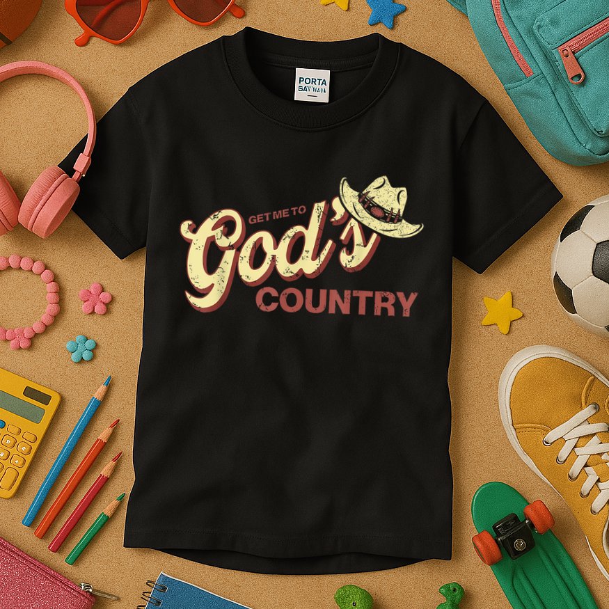 Vintage Get Me To God’s Country Funny Country Hat  Kids T-Shirt