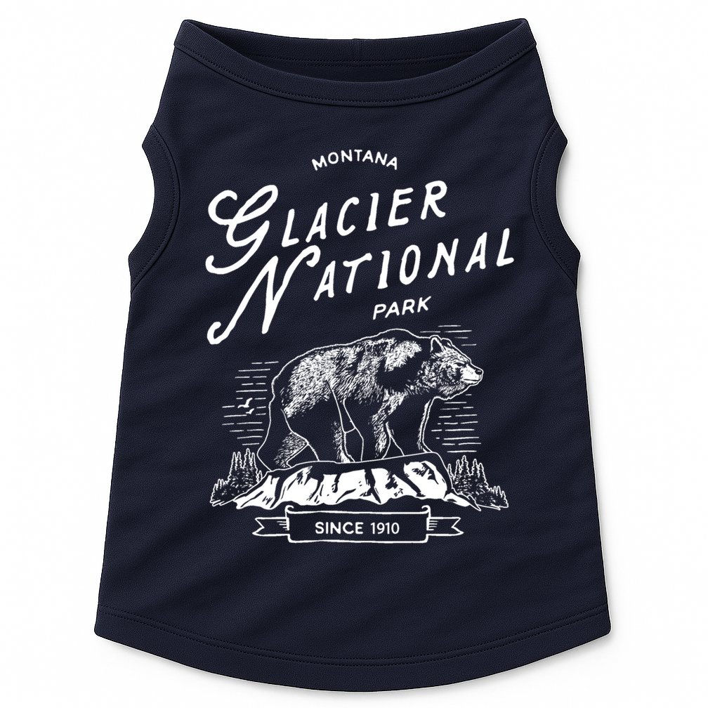 Vintage Glacier National Park Retro Bear Montana Doggie Tank