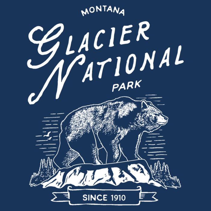 Vintage Glacier National Park Retro Bear Montana Bucket Hat