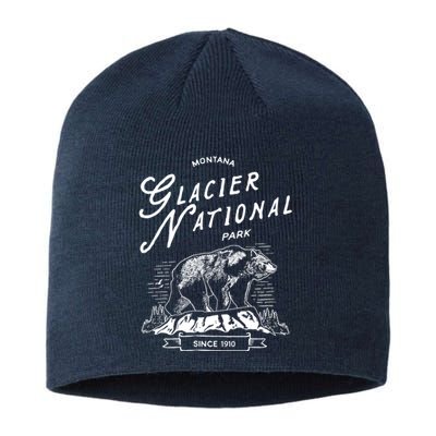 Vintage Glacier National Park Retro Bear Montana Sustainable Beanie