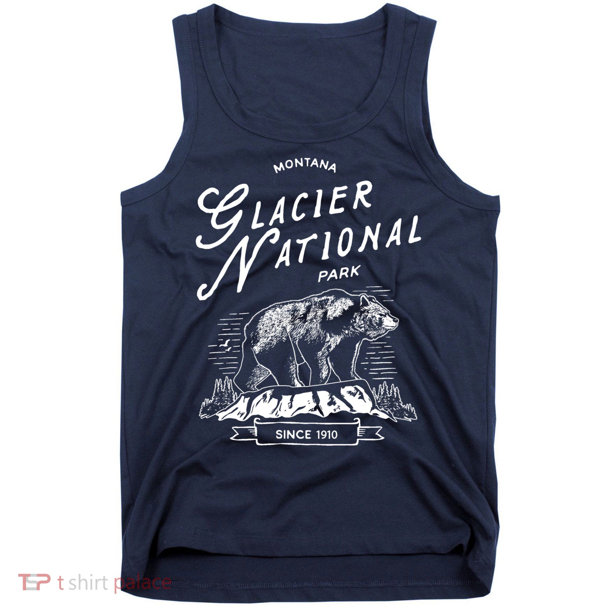 Vintage Glacier National Park Retro Bear Montana Tank Top