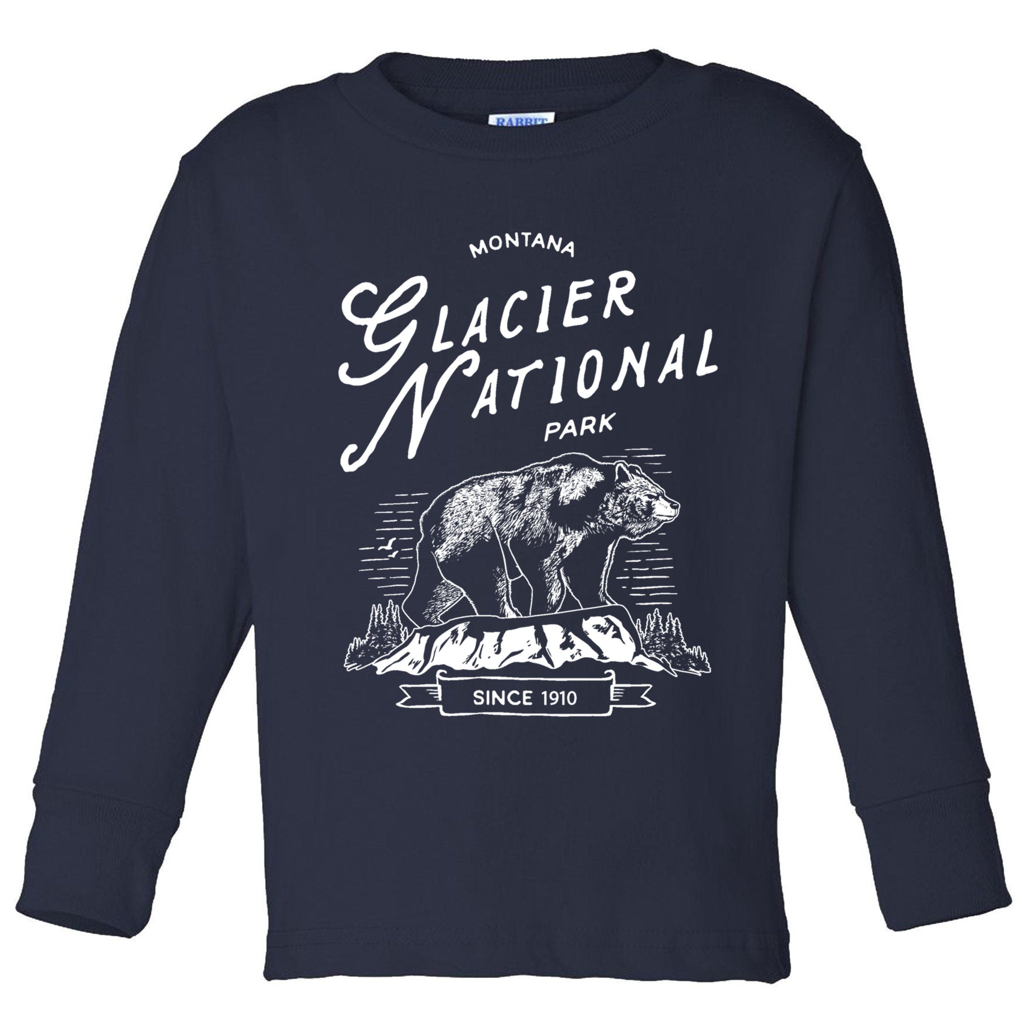 Vintage Glacier National Park Retro Bear Montana Toddler Long Sleeve Shirt