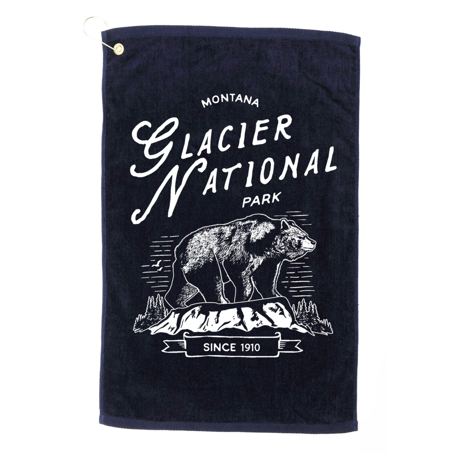 Vintage Glacier National Park Retro Bear Montana Golf Towel