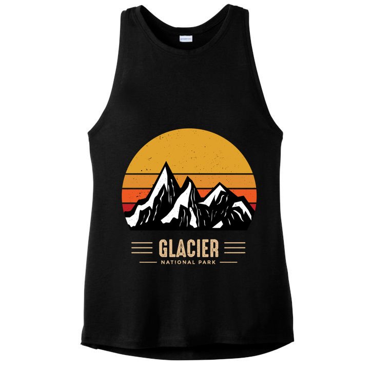 Vintage Glacier National Park Montana Outdoor Adventure Cute Gift Ladies PosiCharge Tri-Blend Wicking Tank