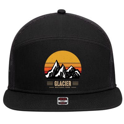 Vintage Glacier National Park Montana Outdoor Adventure Cute Gift 7 Panel Mesh Trucker Snapback Hat