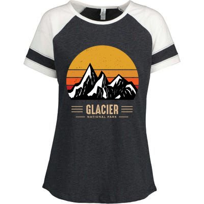 Vintage Glacier National Park Montana Outdoor Adventure Cute Gift Enza Ladies Jersey Colorblock Tee