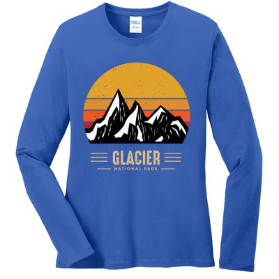 Vintage Glacier National Park Montana Outdoor Adventure Cute Gift Ladies Long Sleeve Shirt