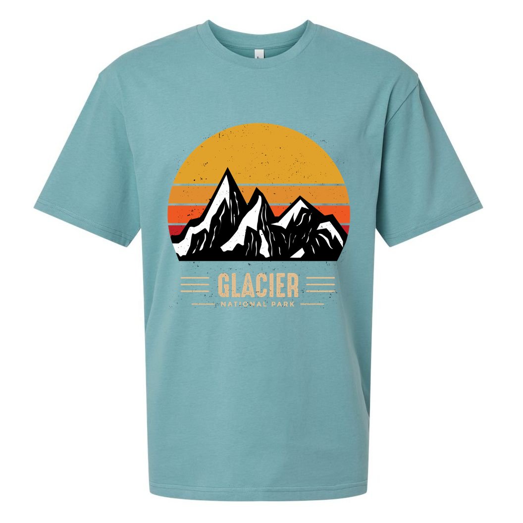 Vintage Glacier National Park Montana Outdoor Adventure Cute Gift Sueded Cloud Jersey T-Shirt