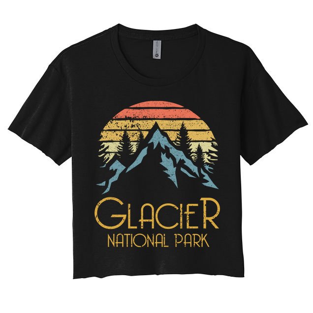 Vintage Glacier National Park Montana Retro Sweagift Crop Top