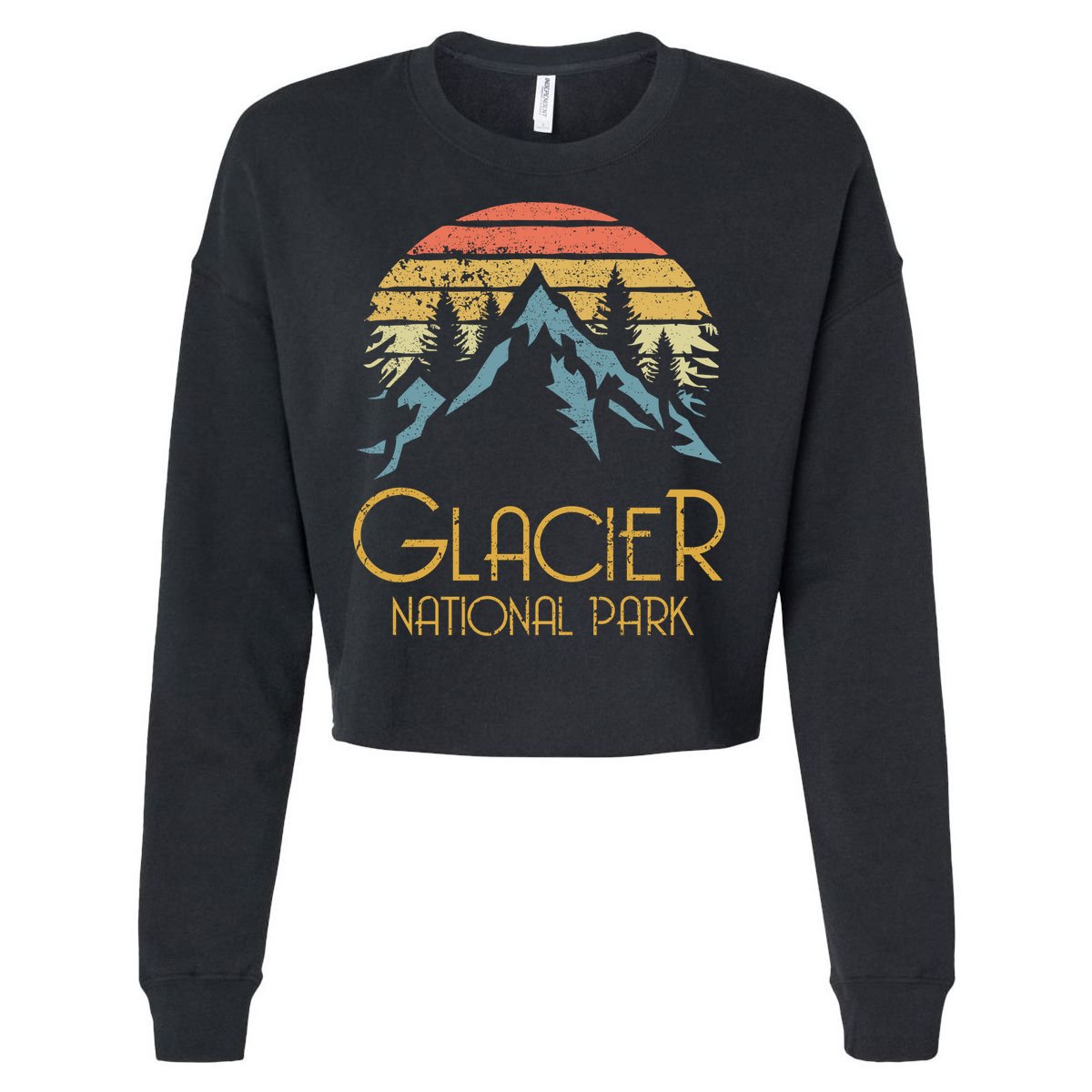 Vintage Glacier National Park Montana Retro Sweagift Cropped Pullover Crew