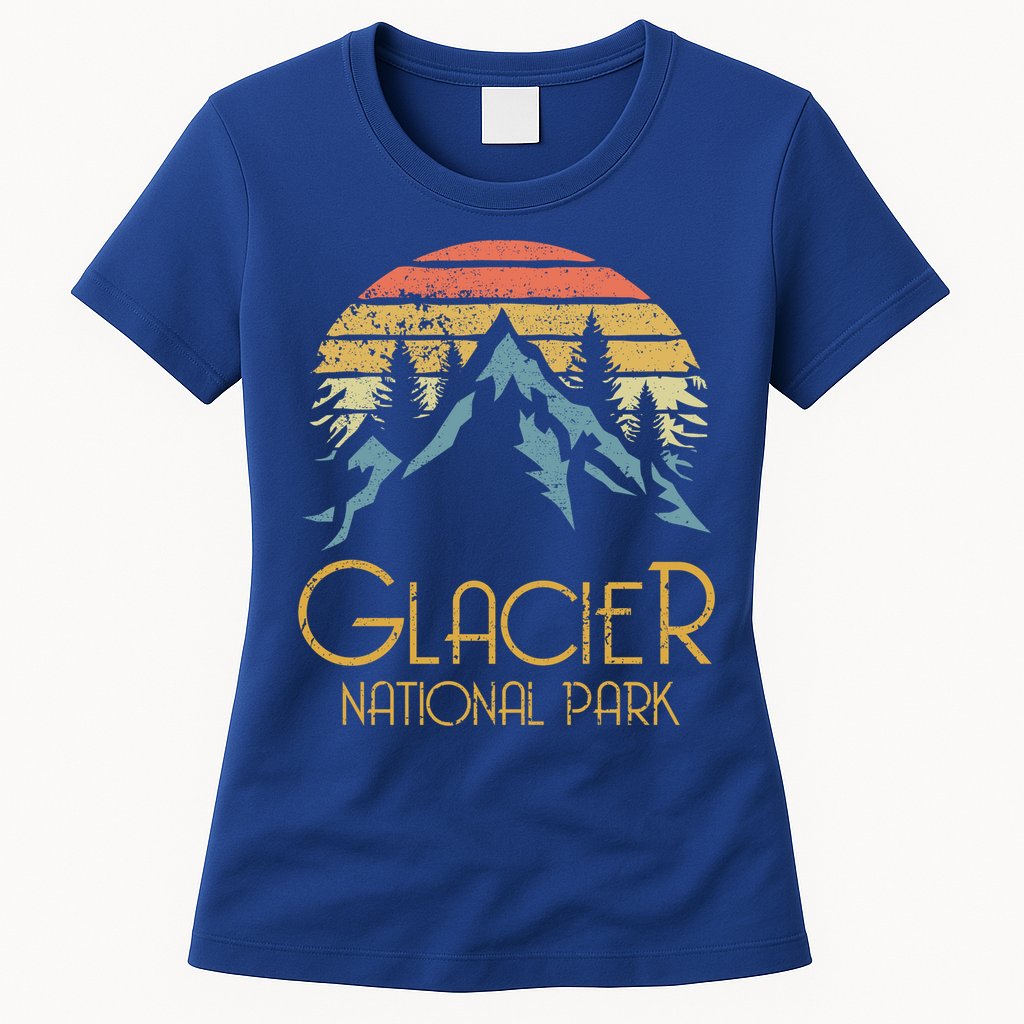Vintage Glacier National Park Montana Retro Sweagift Womens T-Shirt