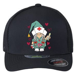 Valentine Gnomes Nurse Hearts Stethoscope Scrub Tops Gift Flexfit Unipanel Trucker Cap