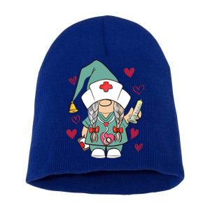 Valentine Gnomes Nurse Hearts Stethoscope Scrub Tops Gift Short Acrylic Beanie