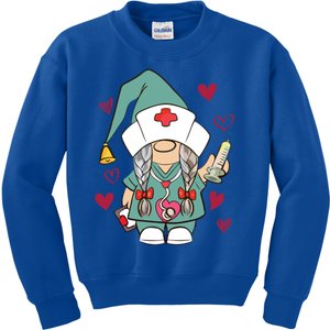 Valentine Gnomes Nurse Hearts Stethoscope Scrub Tops Gift Kids Sweatshirt