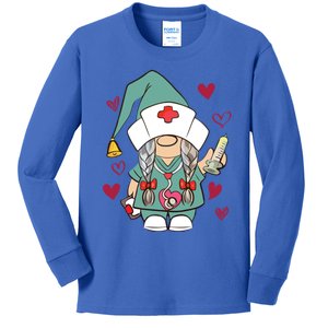 Valentine Gnomes Nurse Hearts Stethoscope Scrub Tops Gift Kids Long Sleeve Shirt