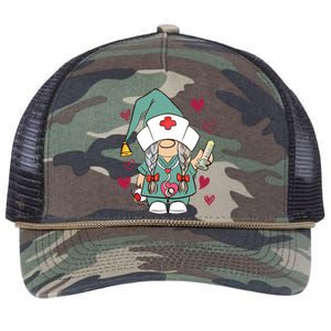 Valentine Gnomes Nurse Hearts Stethoscope Scrub Tops Gift Retro Rope Trucker Hat Cap