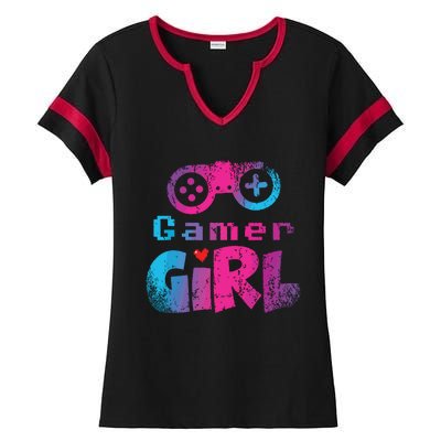 Video Game Nerd E Sport Gaming Girl Gamer Gift Ladies Halftime Notch Neck Tee