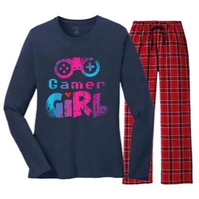 Video Game Nerd E Sport Gaming Girl Gamer Gift Women's Long Sleeve Flannel Pajama Set 